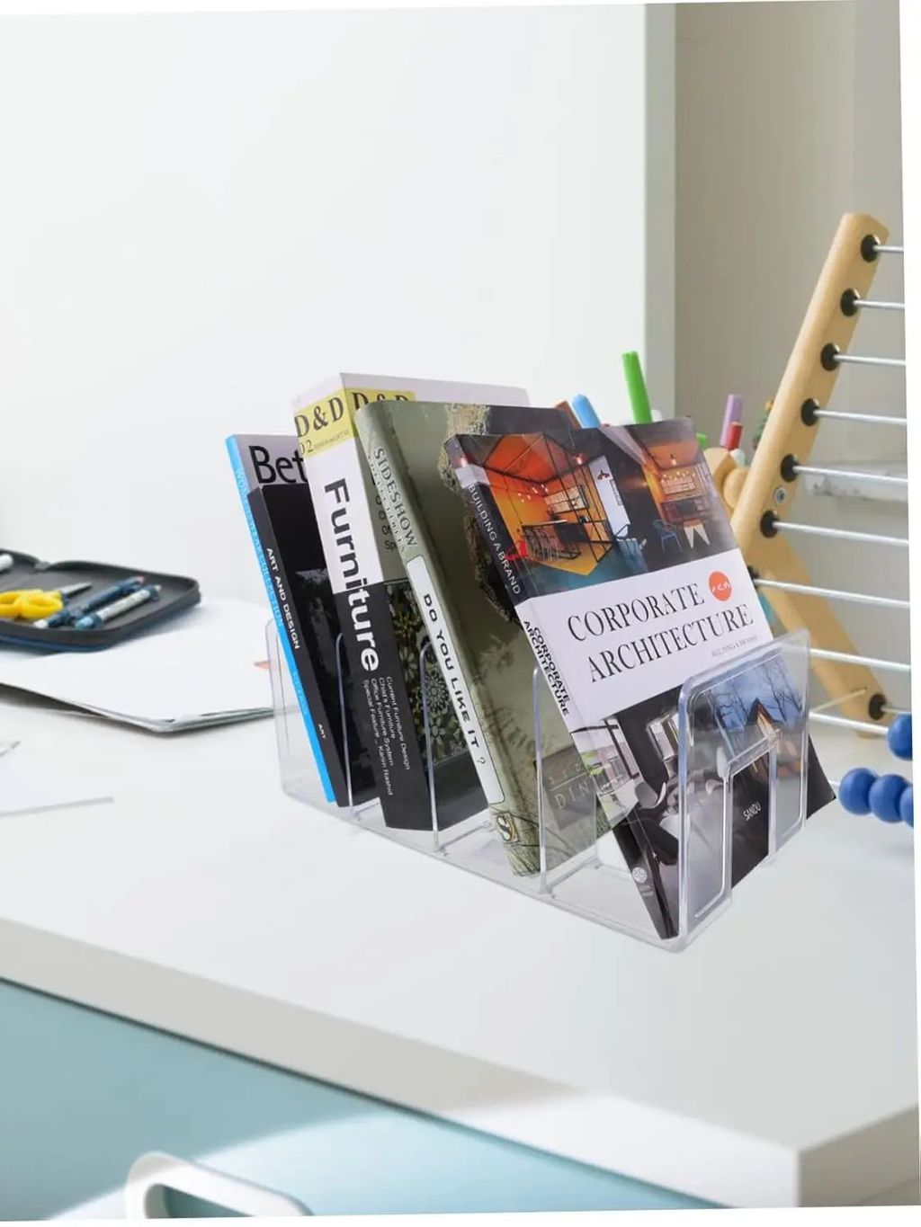 4 Grid Bookends Stand Desktop Decor for School Stationery Bookshelf ...