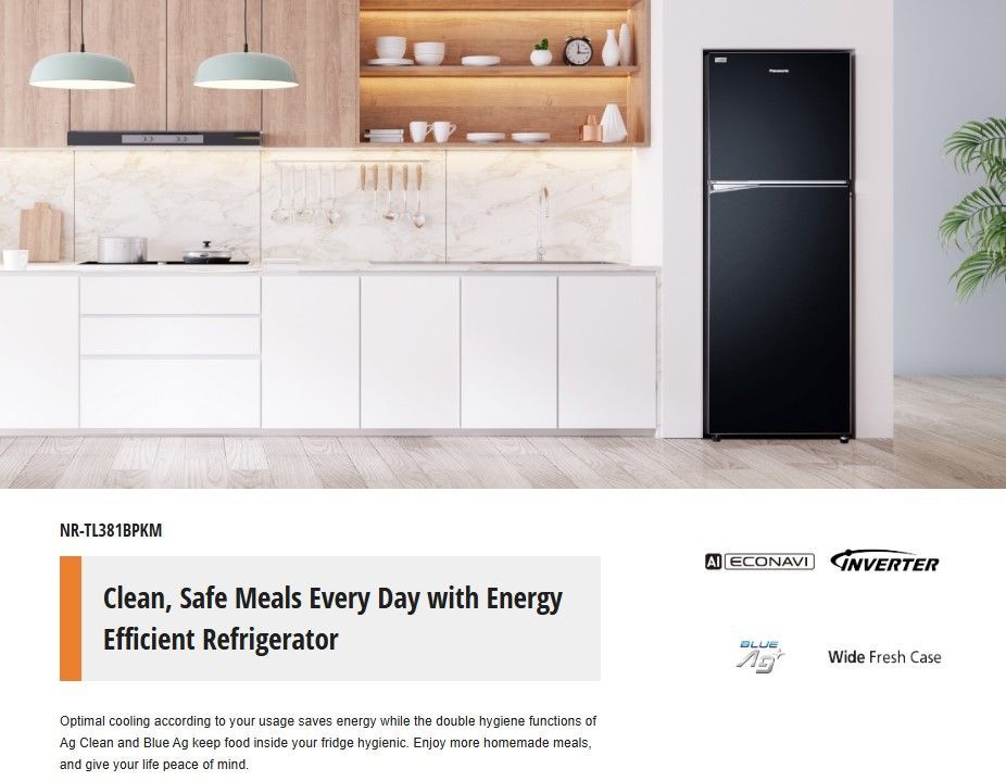 NUR PANASONIC 🥫 NR-TL381 4⭐ 395L Peti Sejuk 2 Pintu Inverter AI 2 DOOR ...