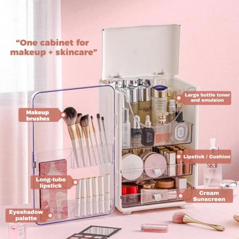 Makeup Organizer Foldable Cosmetic Organizer | Dustproof Cosmetic ...