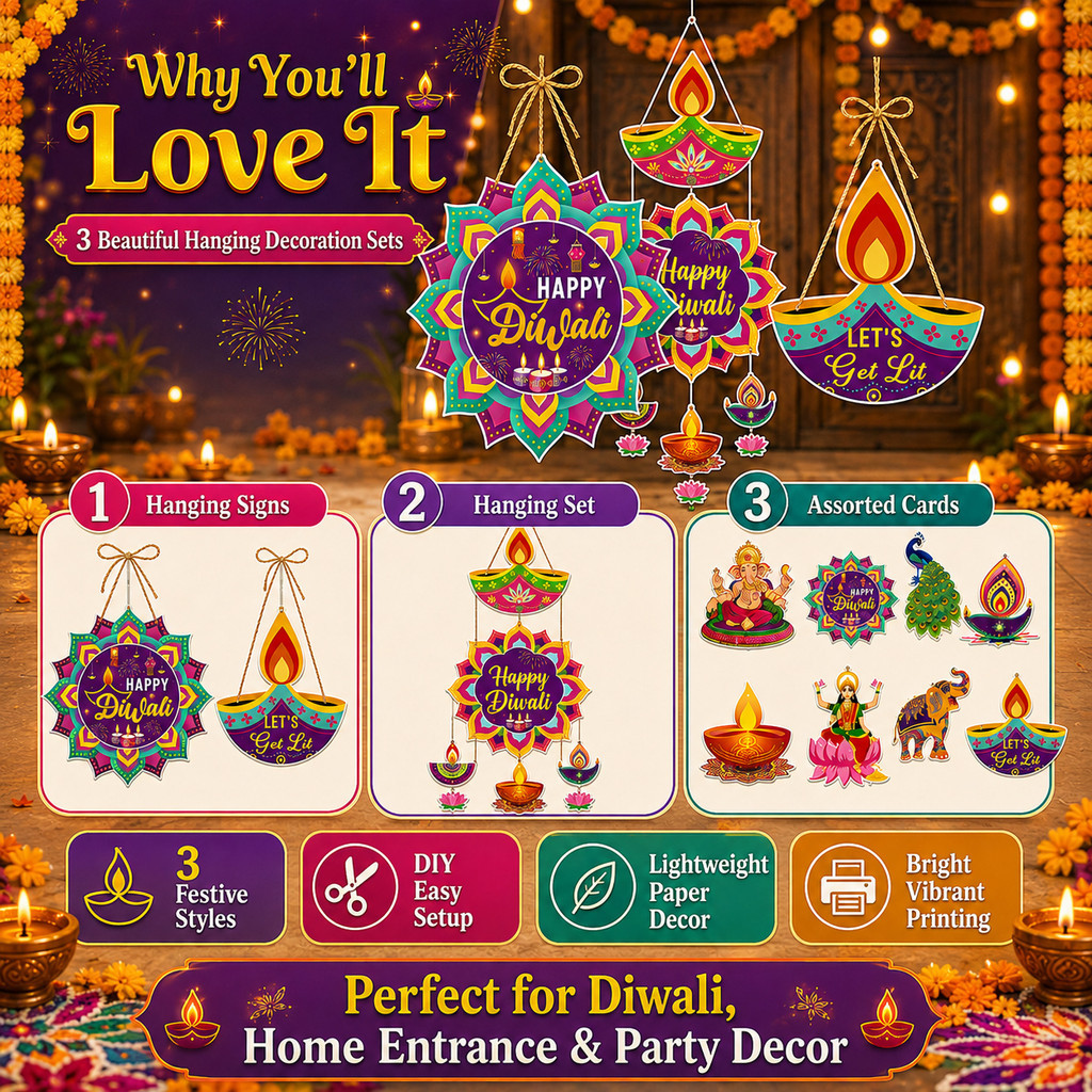 KL Stock Deepavali 3D LED Hanging Wall Sticker Light, Diwali Pooja Home ...
