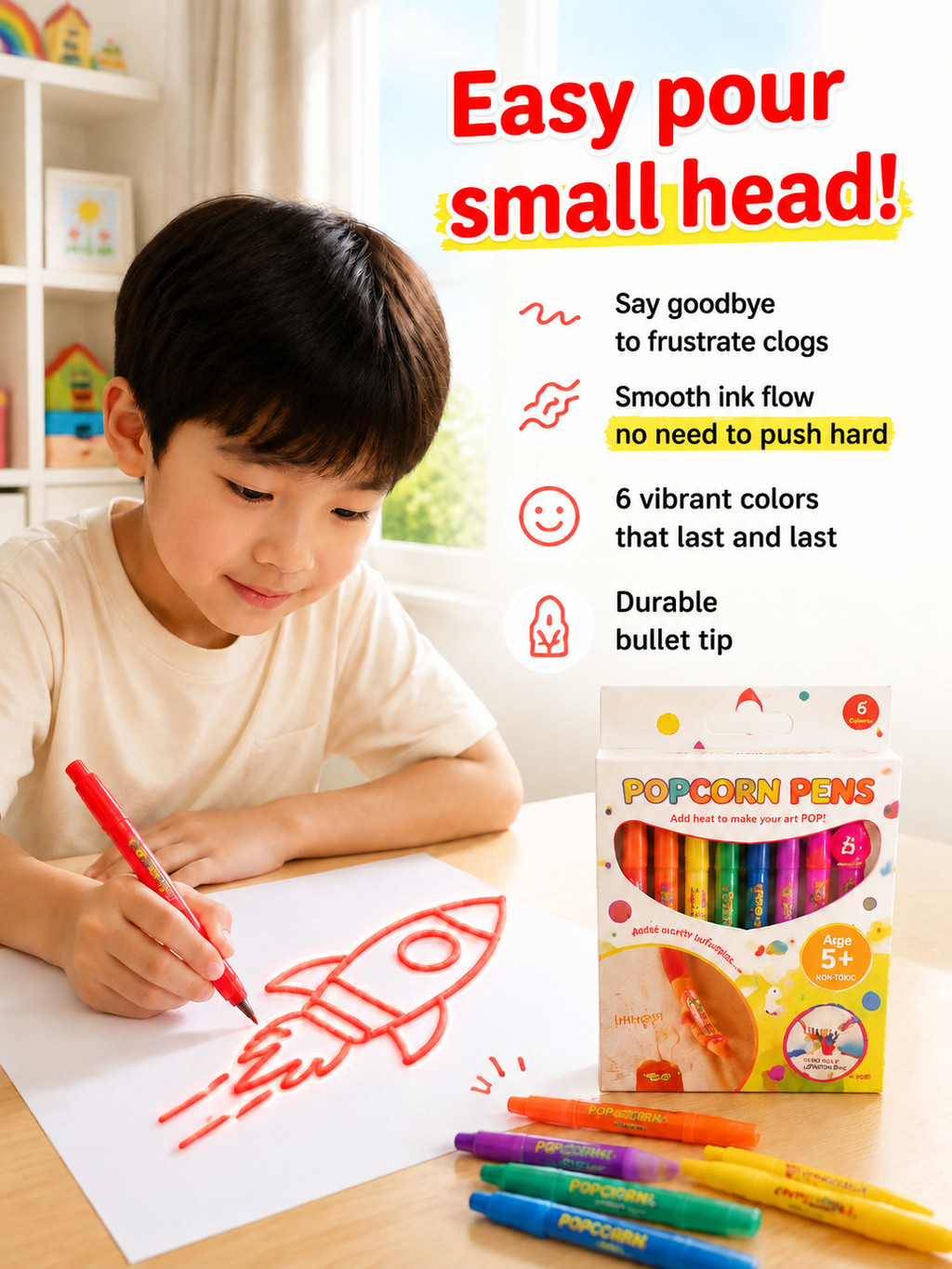 🎨Turn 2D Into 3D🎨3D Drawing Pen 3D Printed Bubble Pen Kids Popcorn Pen ...