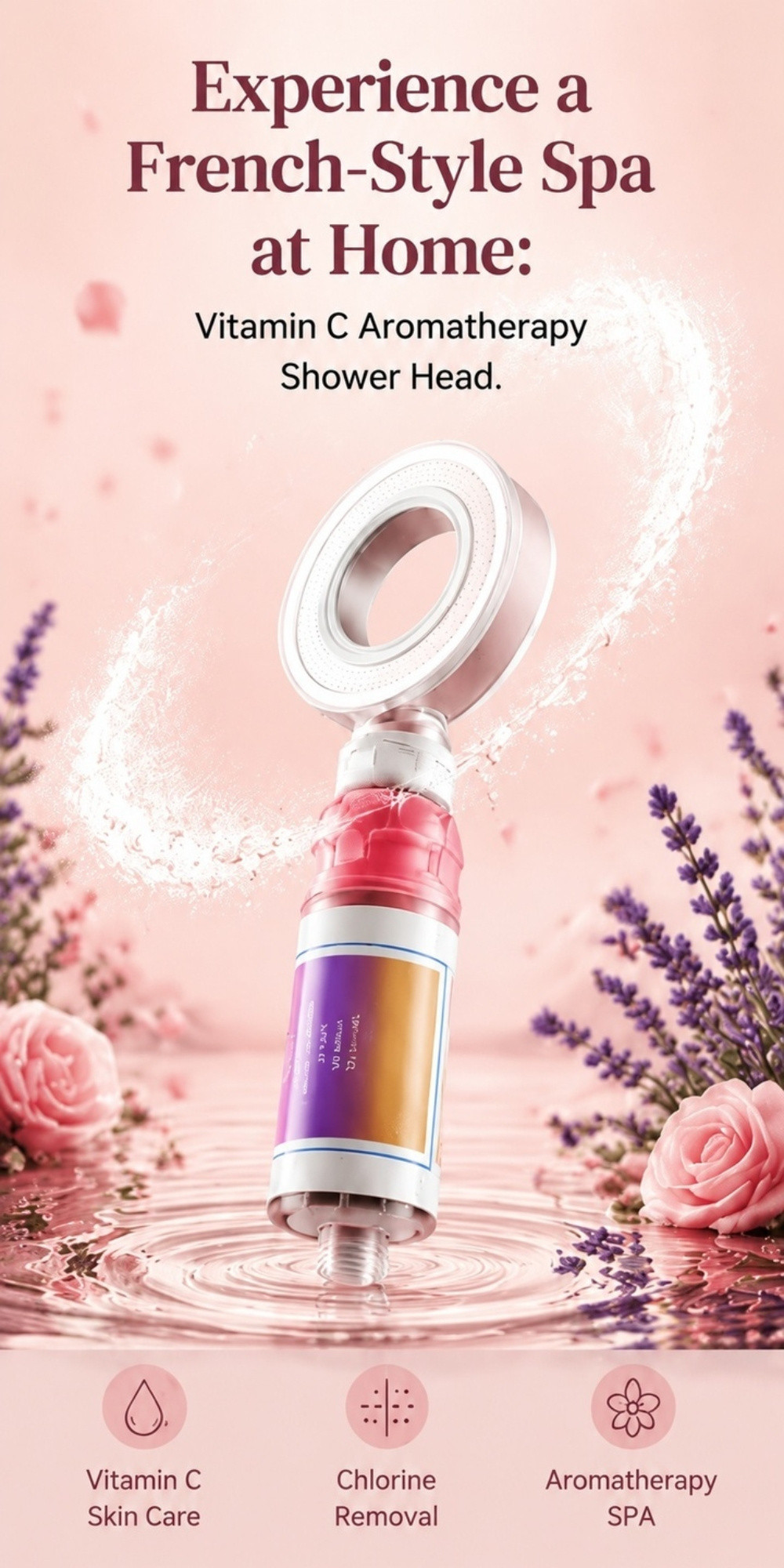 High Pressure Shower Head with Fragrance VC Aroma Skin-care Water ...