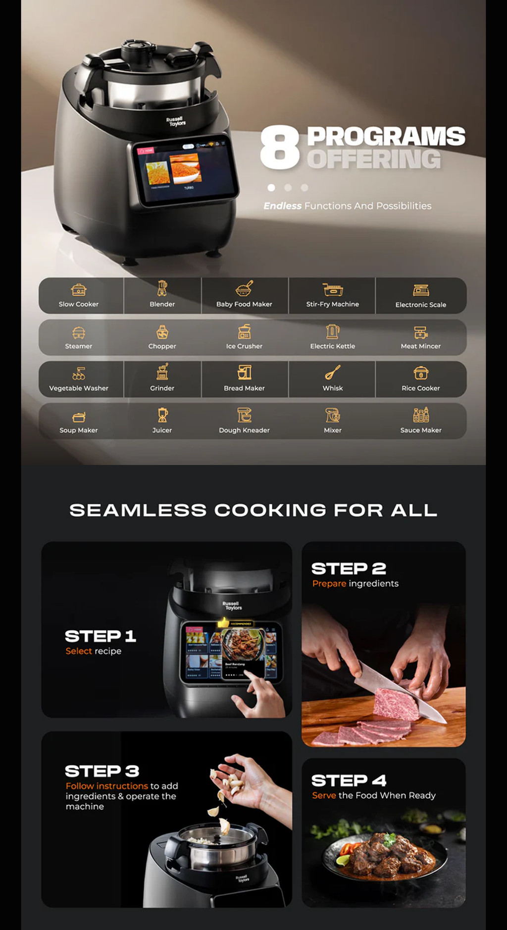 Russell Taylors 3L iMix Pro Smart Cooker with Air Fryer Automatic ...