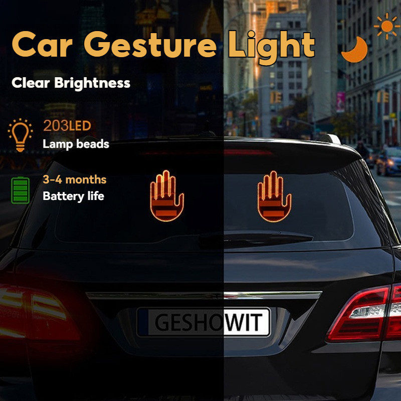 Car Finger Gesture Light With Remote Control Middle Finger Led Light ...