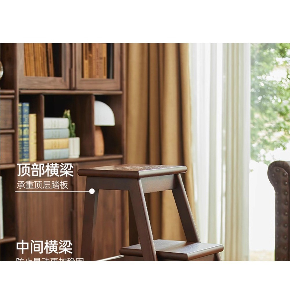 2-in-1 Wooden Step Stool & Ladder - Foldable 3-Step Household ...