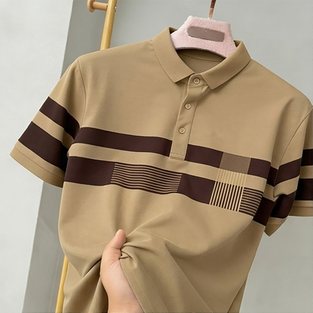 Black Base Multicolor Diagonal Line Top Breathable Sport Casual Polo ...