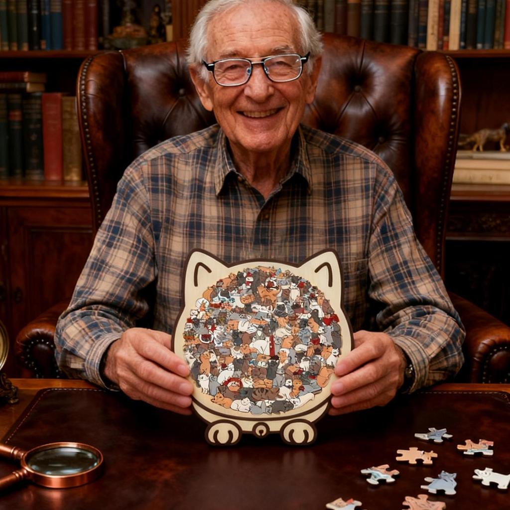 Morandi-Colored Cat Shaped Wooden Jigsaw Puzzle creativity for Adults ...