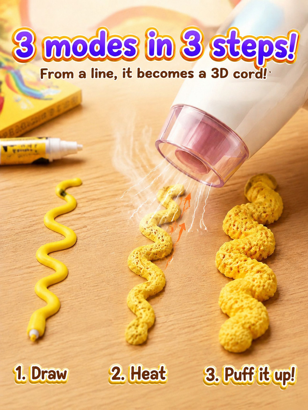 🎨Turn 2D Into 3D🎨3D Drawing Pen 3D Printed Bubble Pen Kids Popcorn Pen ...
