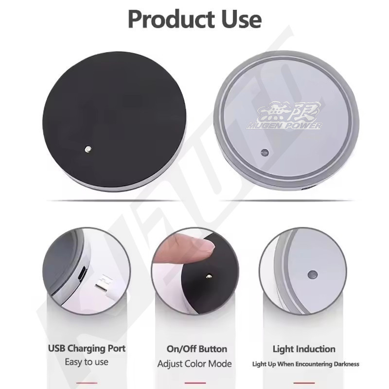 Jetour New 7 Color LED Car Cup Holder Light Luminous Coaster Water Cup ...