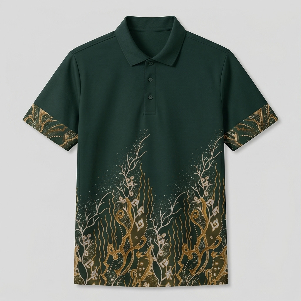Vintage Floral Batik Print Men Polo Shirt Short Sleeve Lapel Casual ...