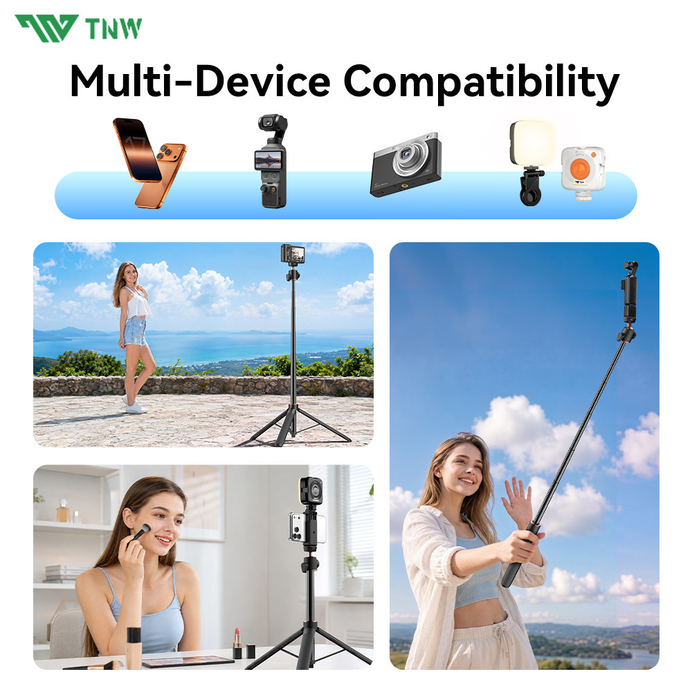 TNW PL6 Extendable Tripod Auto-Open Selfie Stick Tripod Portable 1.4m ...