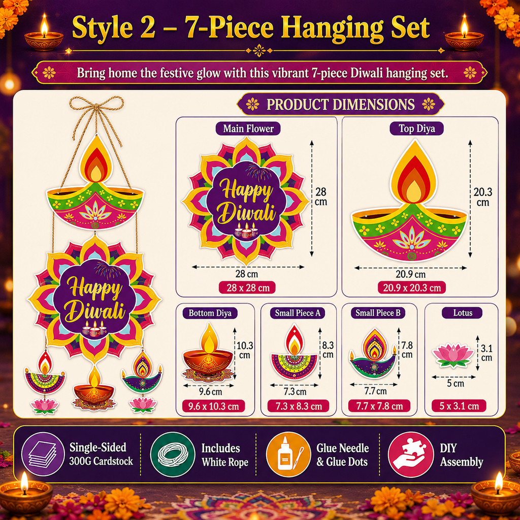 KL Stock Deepavali 3D LED Hanging Wall Sticker Light, Diwali Pooja Home ...