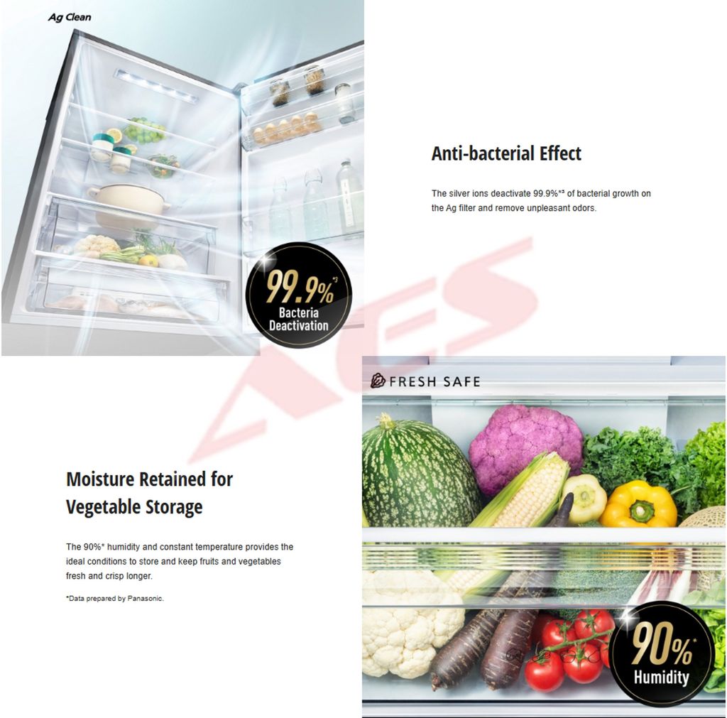 PANASONIC 🥫 NR-BX421WGKM 422L Peti Sejuk 2 Pintu Prime Fresh+ Blue AG ...
