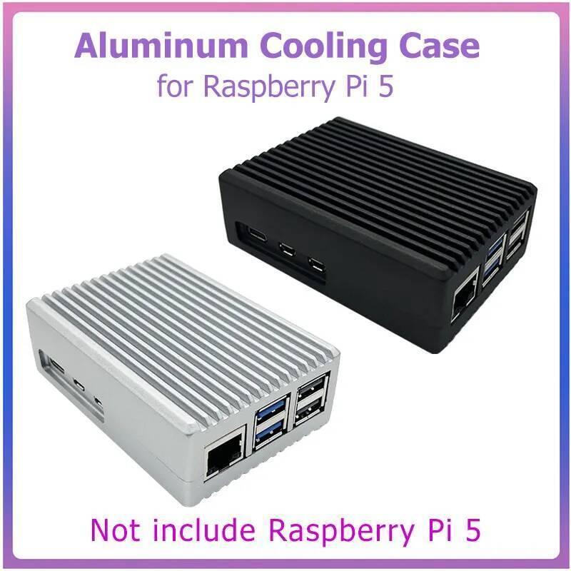 C Aluminum Alloy Case for Raspberry Pi 5 Black Silver Gray Box Metal ...