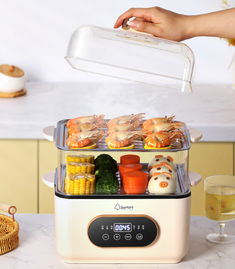 3-Pin Adapter!! 4-Layer Electric Steamer 24L Large Capacity Multi ...