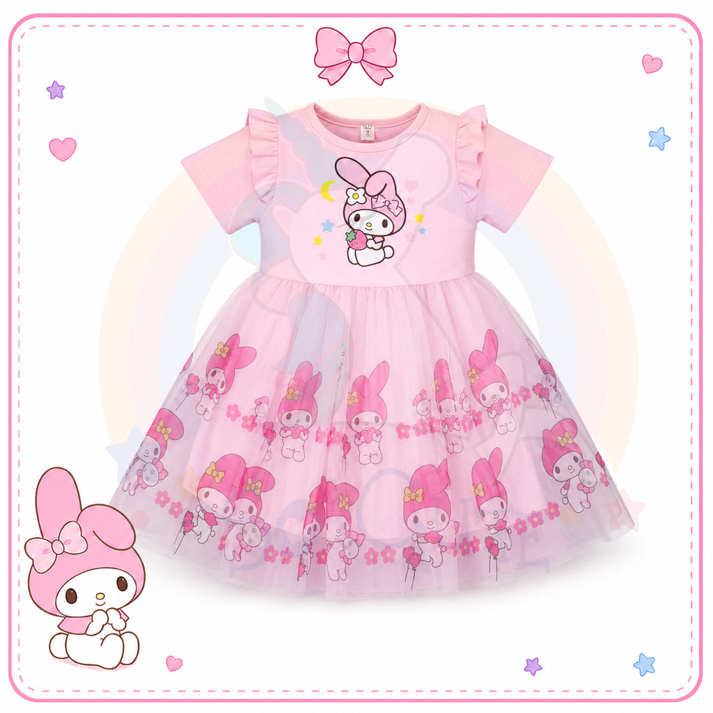 SoCute Baby Kids Unicorn Kuromi Melody Princess Dress Sanrio Kawaii ...