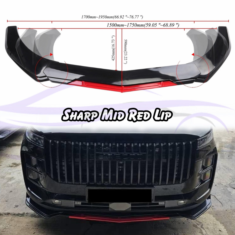 Front Bumper JAECOO J7 Diffuser Lip Wrap Angle Splitters Glossy Black ...