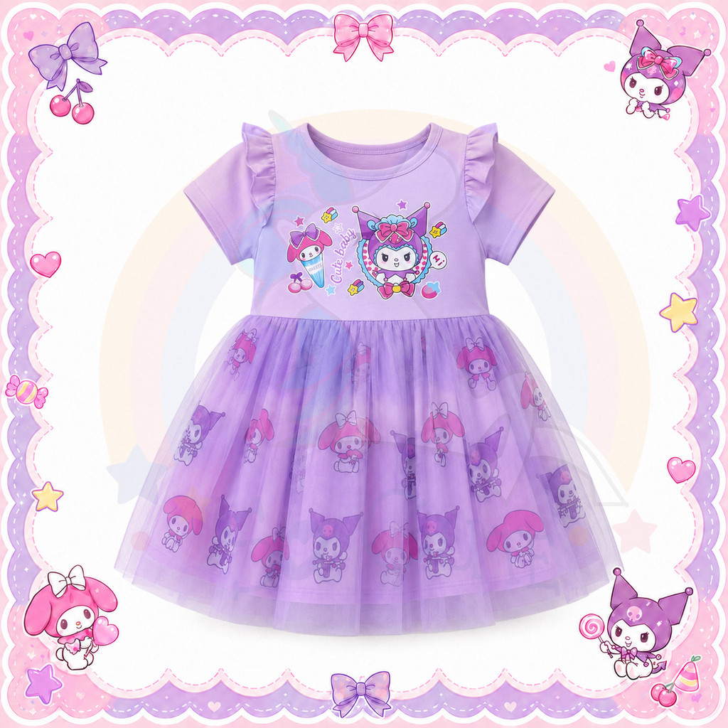 SoCute Baby Kids Unicorn Kuromi Melody Princess Dress Sanrio Kawaii ...