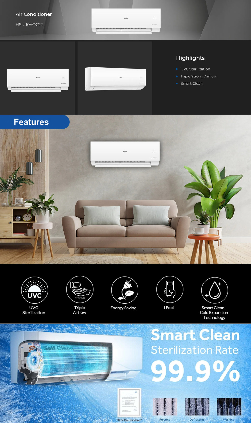 [Nur Rebate] HAIER 1HP/1.5HP/2HP/2.5HP UVC Sterilizer Inverter Air ...