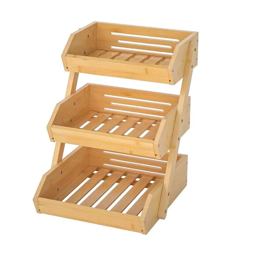 3 Tier Wooden Kitchen Storage Rack Multifunctional Vegetable Fruit ...