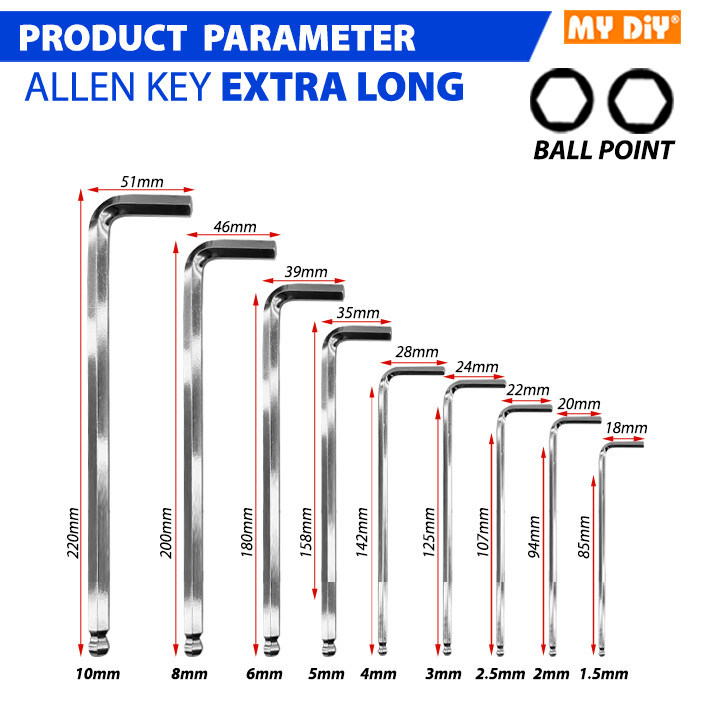 GOOD KING 9pcs Allen Key Set Allen Key Ball Point Allen key Torx Star ...