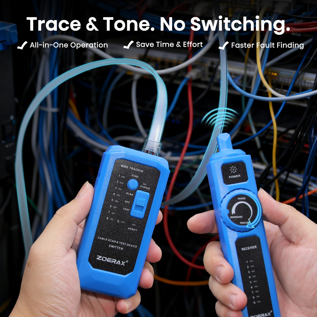 ZoeRax RJ45 RJ11 Wire Tracker Multi-Function Cable Tester with PoE ...