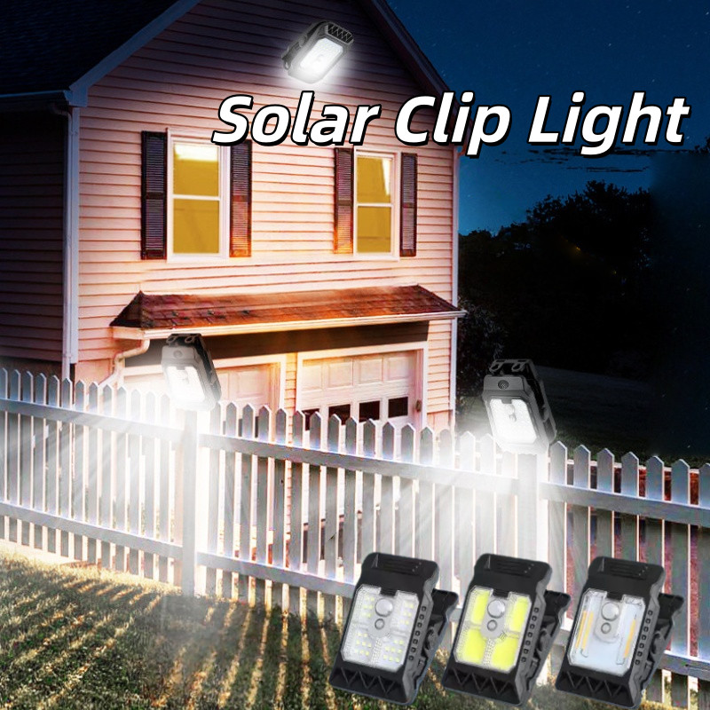 Smart Sensor Solar Clip Light Outdoor Waterproof Garden Light 3 Modes ...