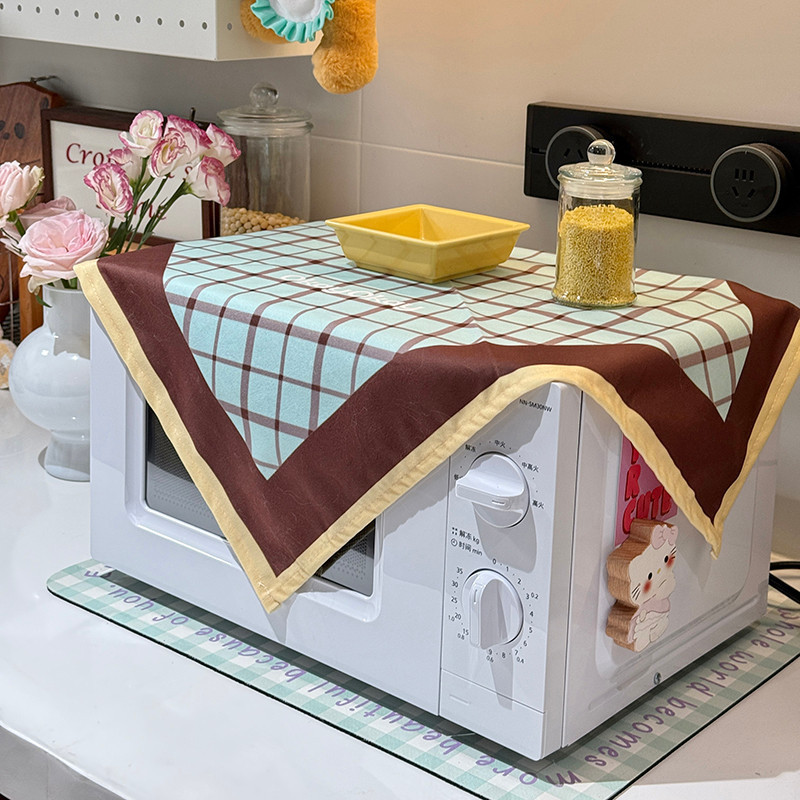 Microwave Dustproof Cloth Rice Cooker Cover Cloth Classic Grid Dust ...