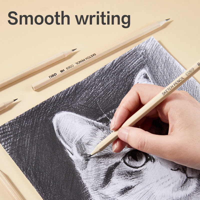 Deli Sketch Pencil 2H H HB B 2B Smooth Writing Drawing Pensel Graphite ...