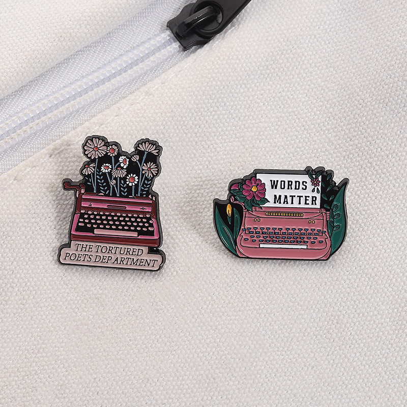 Words Matter Enamel Pin Typewriter Brooch Writer Book Novel Author ...