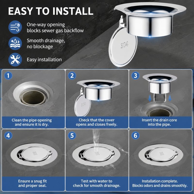 Universal Stainless Steel Drain Oddor Stopper Anti-Blocking Drain Oddor ...
