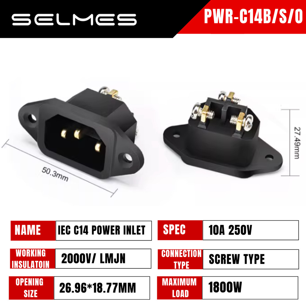AC Power Inlet IEC C14 10A 250V Panel Mount Bracket 3PIN Embedded Power ...