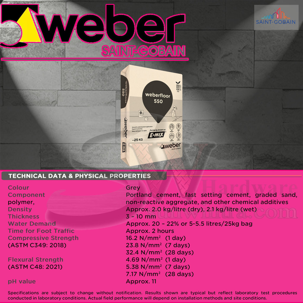 SW E-MIX WEBERFLOOR 550 SELF-LEVELLING FLOOR SCREED/CEMENT LEVELLING ...