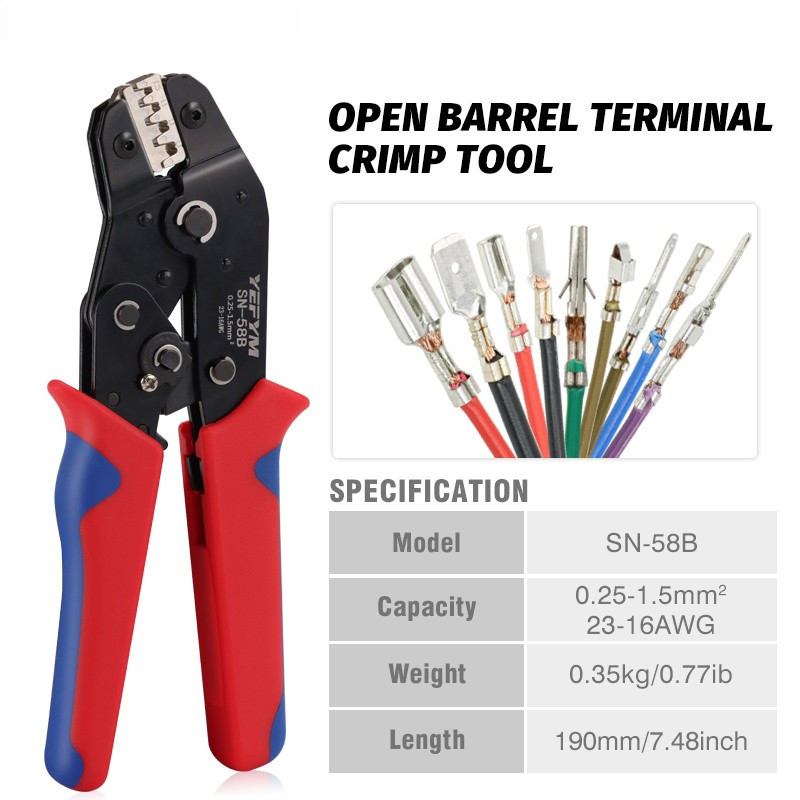SN-58B Crimping tool Crimping pliers Insulated bus bar male connector ...