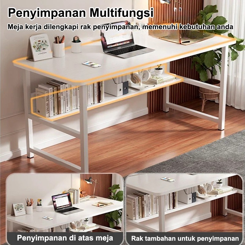 Meja belajar study table Computer Table Wood Modern Writing Living Room ...
