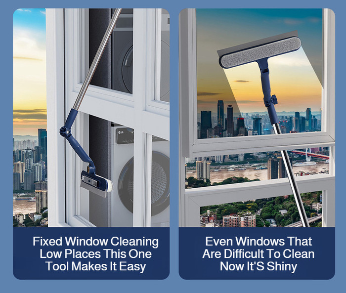 Adjustable Extended Window Cleaner Double-Sided Retractable Glass Wiper ...