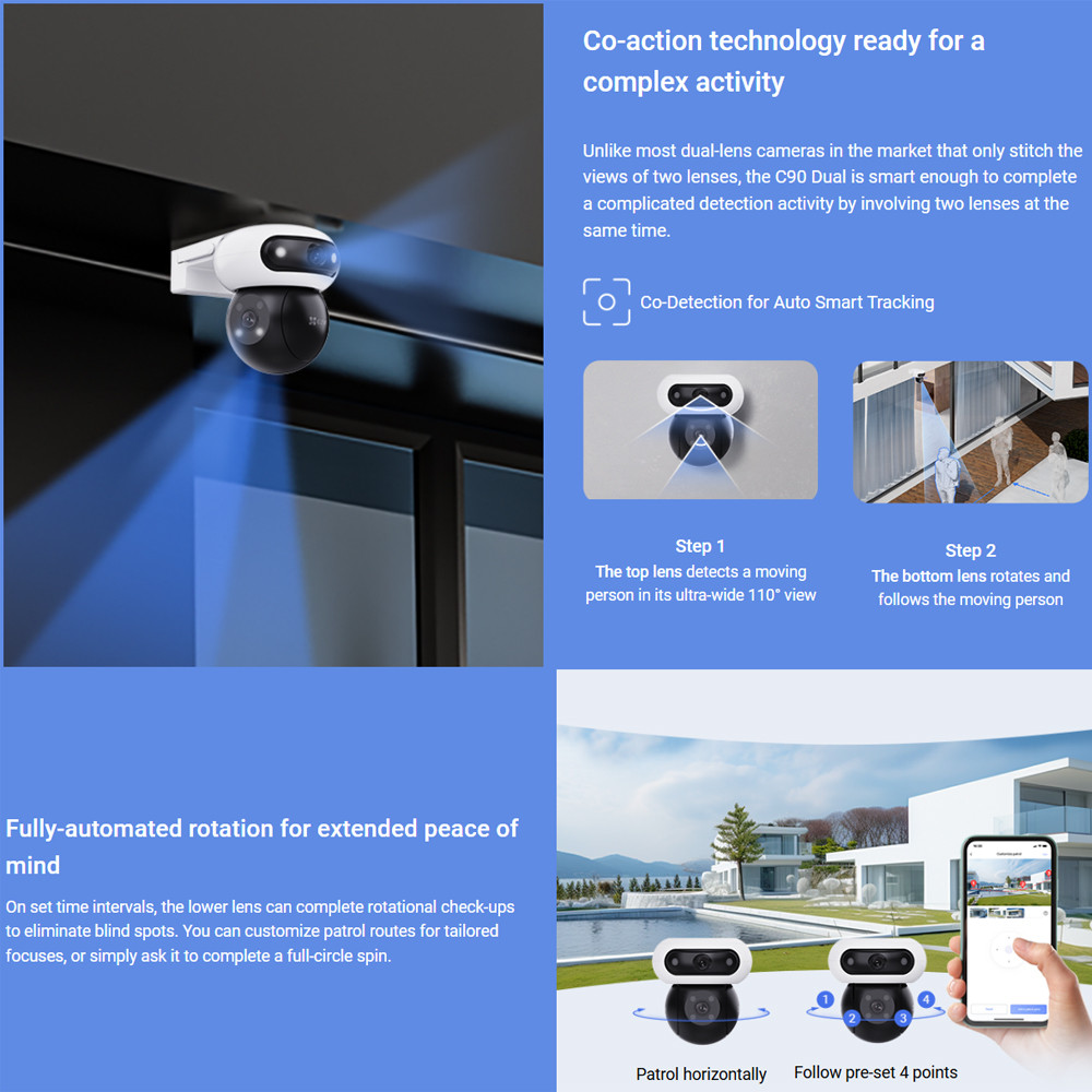 Ezviz C90 Dual Lens (4MP + 4MP) Dual Rotation Pan/Tilt Two Way Talk ...