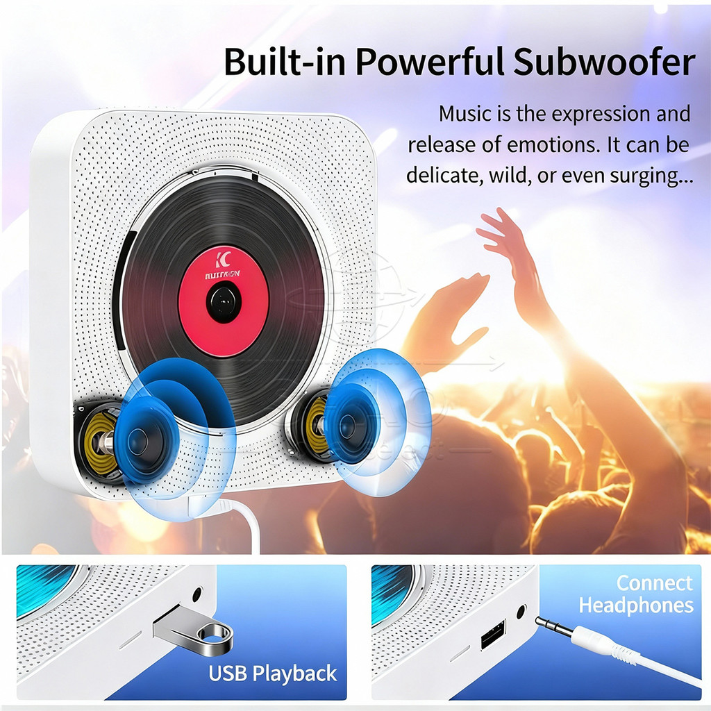Portable CD DVD Music Player Bluetooth Speaker Stereo CD LED Screen ...