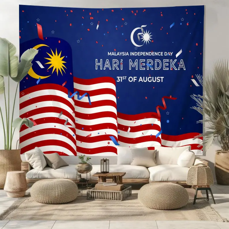 Hari Merdeka Tapestry Malaysia Kebangsaan Wall Decor 31 Ogos Bendera ...