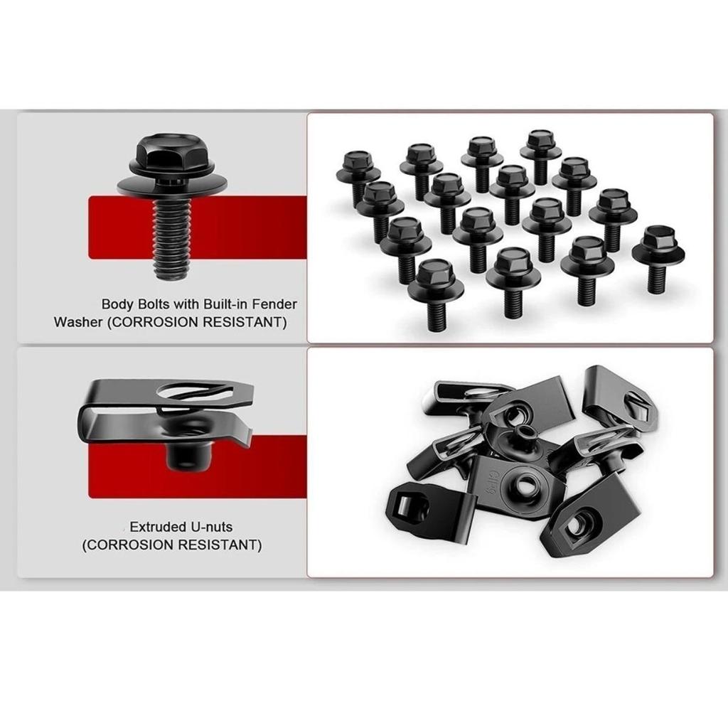 5 Sets Car U-nut Clips Bolts Screw Kit Metal Retainer Bumper Fender ...