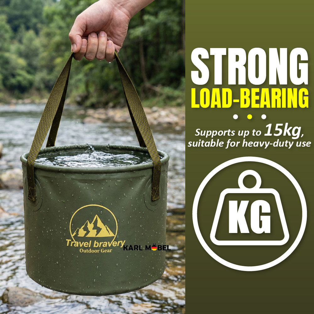 Foldable Water Bucket Portable Outdoor Camping Hiking Storage Container ...