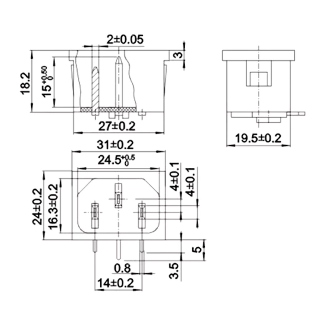 AC Power Inlet IEC C14 10A 240V Panel Mount 3PIN Embedded Power Socket ...