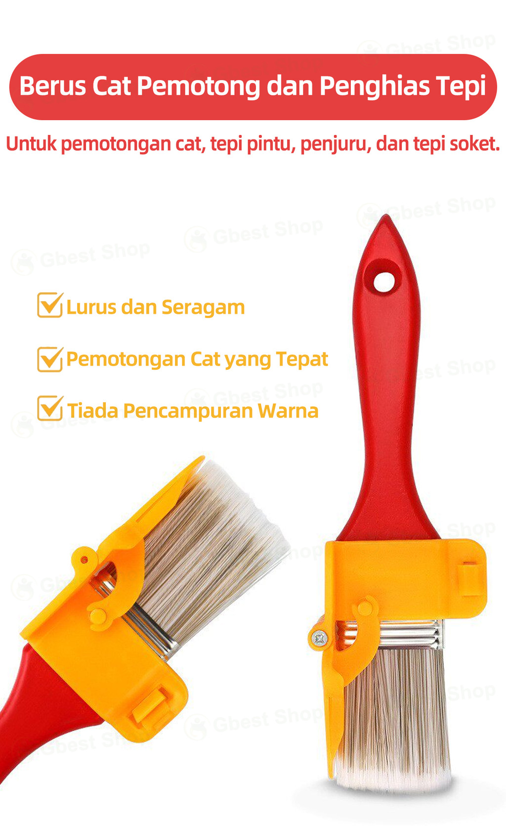 Gbest Berus Cat Tepi Dinding Siling paint edger brush for Clean Paint ...
