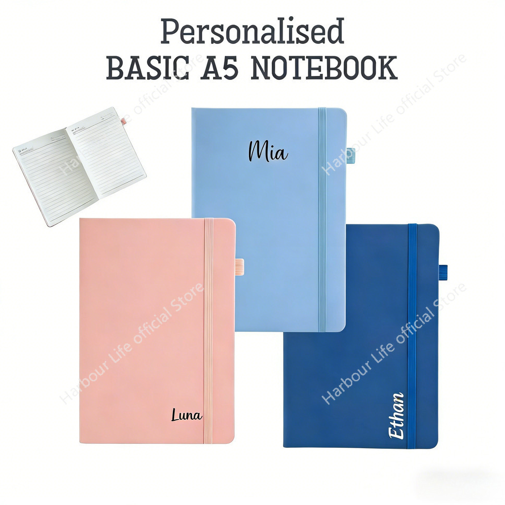 Personalised Basic A5 Notebook with Name | Customised Lined Notebook ...