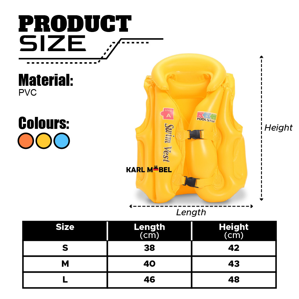 Kids Swimming Life Vest Jacket Inflatable Swimsuit Floatable Swim Pool ...