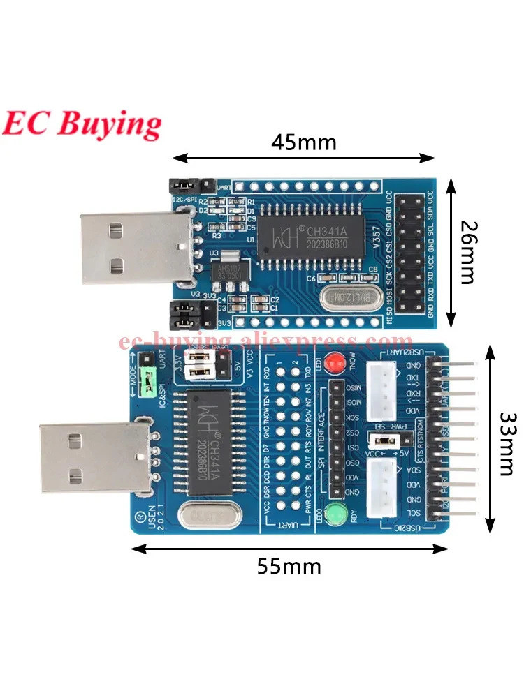 CH341A Programmer USB to SPI I2C IIC UART TTL ISP Serial Adapter Module ...