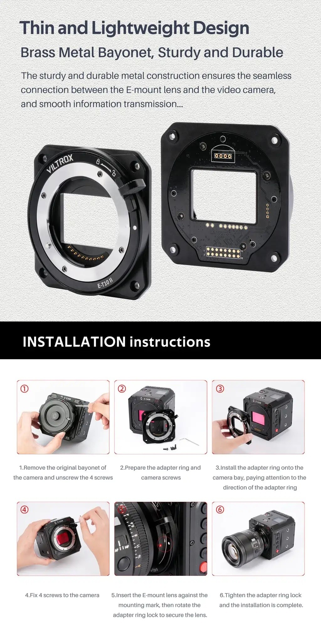 Viltrox E-T10 II Z-CAM Lens Adapter EF/PL Full Frame 6K for E Mount to ...