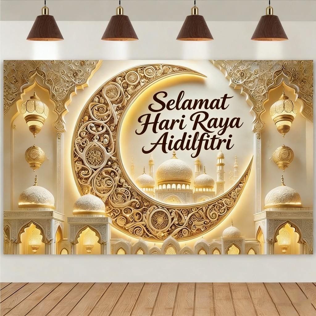 Selamat Hari Raya Aidilfitri Banner Party Backdrop Ramadan Mubarak ...