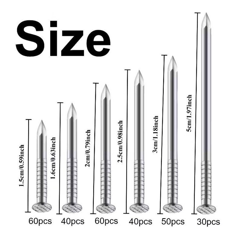6 Sizes 280pcs Common Iron Wire Nails Paku Siling Ceiling Nails Iron ...