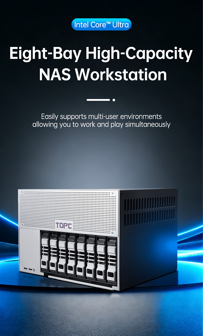 TOPC NAS Intel Core Ultra 5 225H/7 255H/9 285H LPDDR5 8400Mhz ...